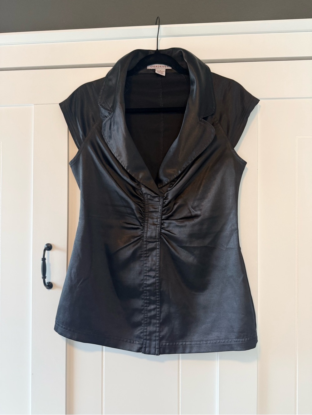 Overdrive Y2K Ruched Button-Down Top